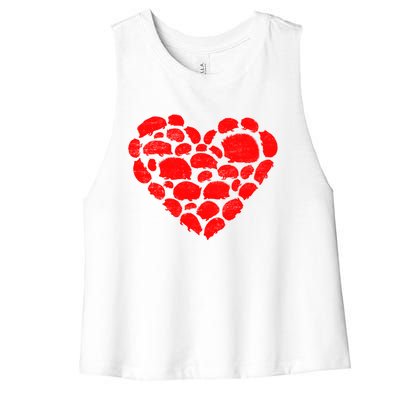 Animals Lover Funny Hedgehog Heart Valentine's Day Gift Women's Racerback Cropped Tank