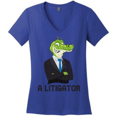 A Litigator Funny Lawyer Attorney Law School Graphic Gift Women's V-Neck T-Shirt