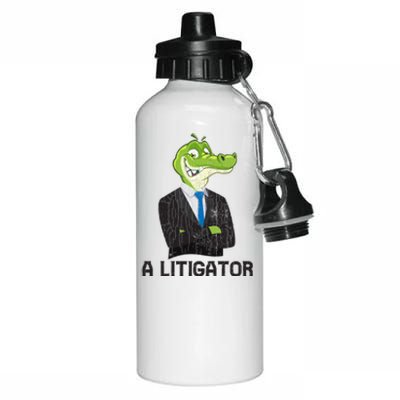 A Litigator Funny Lawyer Attorney Law School Graphic Gift Aluminum Water Bottle