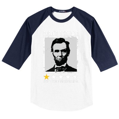 Abraham Lincoln Fords Theatre Would Not Recommend Joke Baseball Sleeve Shirt