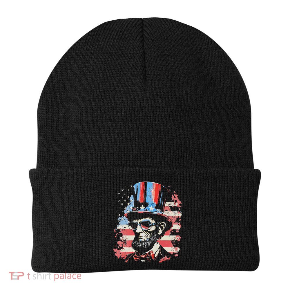 Abraham Lincoln Funny 4th of July American Flag USA America Beanie