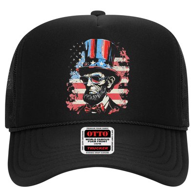 Abraham Lincoln Funny 4th of July American Flag USA America Trucker Hat