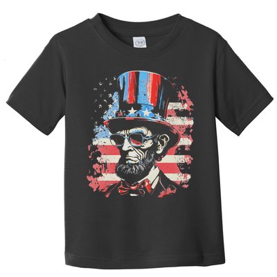 Abraham Lincoln Funny 4th of July American Flag USA America Toddler T-Shirt