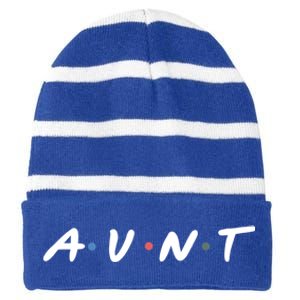 Aunt Life Friends Novelty ’S Niece Nephew Funny Graphic Gift Striped Beanie with Solid Band