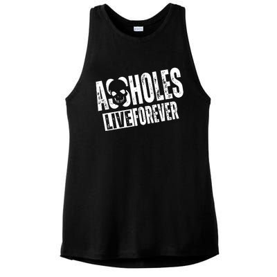 Assholes Live Forever Ladies PosiCharge Tri-Blend Wicking Tank