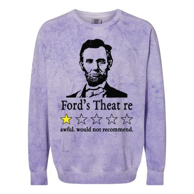 Abraham Lincoln Fords Theatre Awful Would Not Recommend Colorblast Crewneck Sweatshirt