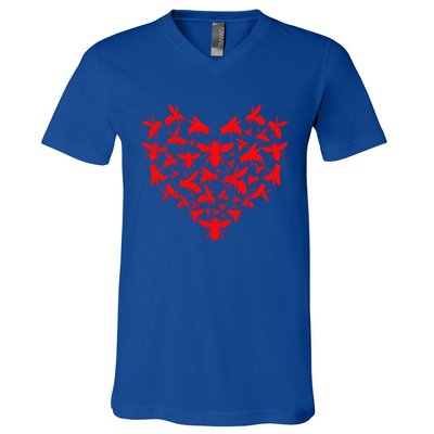 Animals Lover Funny Bee Heart Valentine's Day Gift V-Neck T-Shirt