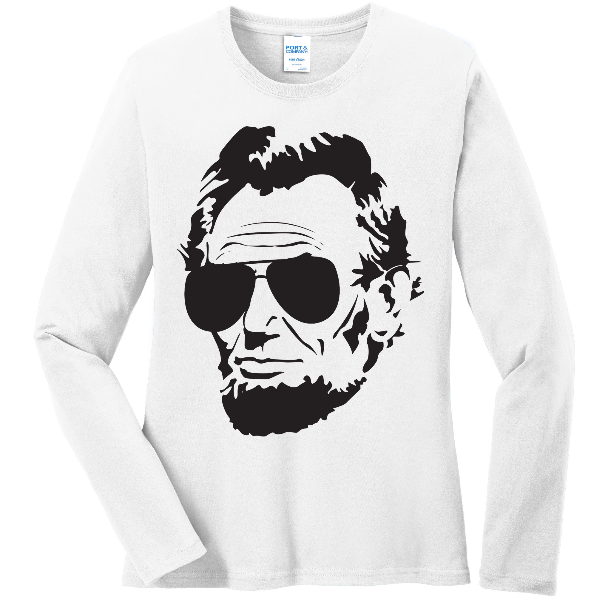 Abe Lincoln Funny Abraham Lincoln Portrait With Sunglasses Ladies Long Sleeve Shirt