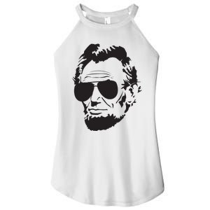 Abe Lincoln Funny Abraham Lincoln Portrait With Sunglasses Women's Perfect Tri Rocker Tank