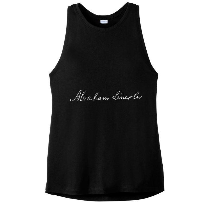 Abraham Lincoln Facsimile Signature Ladies PosiCharge Tri-Blend Wicking Tank