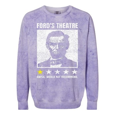 Abraham Lincoln Ford's Theatre Awful Would Not Recommend Colorblast Crewneck Sweatshirt