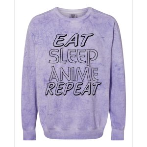 Anime Lover Funny Gift Eat Sleep Anime Repeat Colorblast Crewneck Sweatshirt