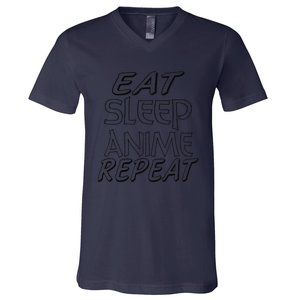 Anime Lover Funny Gift Eat Sleep Anime Repeat V-Neck T-Shirt