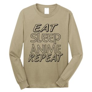 Anime Lover Funny Gift Eat Sleep Anime Repeat Long Sleeve Shirt