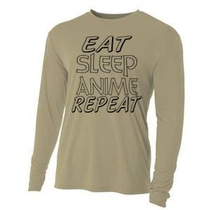 Anime Lover Funny Gift Eat Sleep Anime Repeat Cooling Performance Long Sleeve Crew