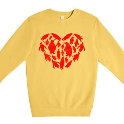 Animals Lover Funny Penguin Heart Valentine's Day Gift Premium Crewneck Sweatshirt