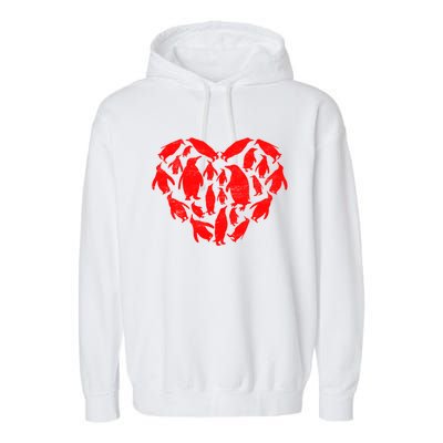 Animals Lover Funny Penguin Heart Valentine's Day Gift Garment-Dyed Fleece Hoodie