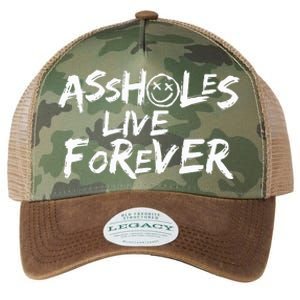 Assholes Live Forever Funny Adult Humor Sarcastic Jokes Legacy Tie Dye Trucker Hat