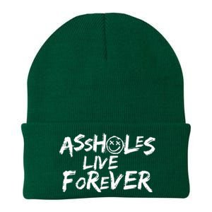 Assholes Live Forever Funny Adult Humor Sarcastic Jokes Knit Cap Winter Beanie