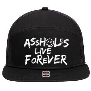 Assholes Live Forever Funny Adult Humor Sarcastic Jokes 7 Panel Mesh Trucker Snapback Hat