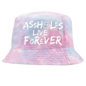 Assholes Live Forever Funny Adult Humor Sarcastic Jokes Tie-Dyed Bucket Hat