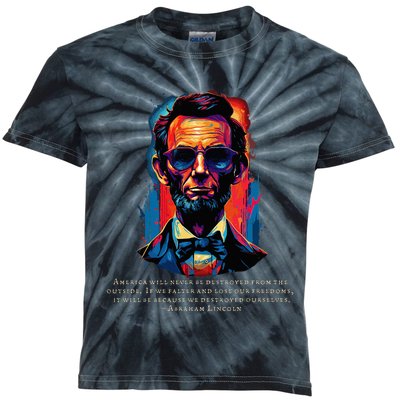 Abraham Lincoln Freedom Quote USA America July Patriotic Kids Tie-Dye T-Shirt