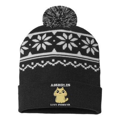 Assholes Live Forever Funny Jerk Husband Fathers Day USA-Made Snowflake Beanie