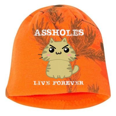 Assholes Live Forever Funny Jerk Husband Fathers Day Kati - Camo Knit Beanie