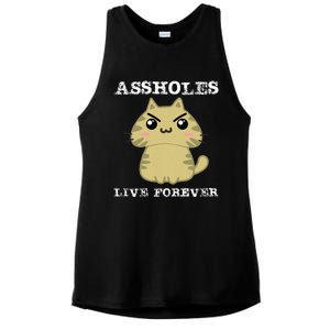 Assholes Live Forever Funny Jerk Husband Ladies PosiCharge Tri-Blend Wicking Tank