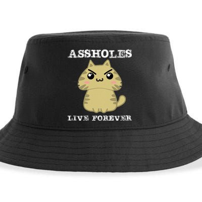 Assholes Live Forever Funny Jerk Husband Sustainable Bucket Hat