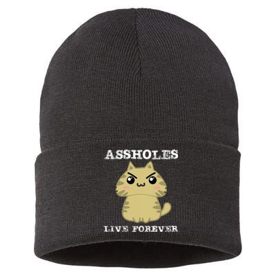 Assholes Live Forever Funny Jerk Husband Sustainable Knit Beanie