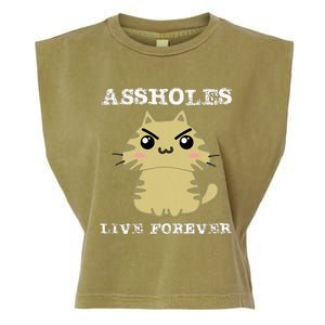 Assholes Live Forever Funny Jerk Husband Garment-Dyed Women's Muscle Tee