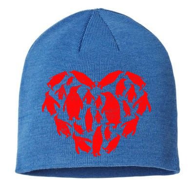 Animals Lover Funny Penguin Heart Valentine's Day Great Gift Sustainable Beanie