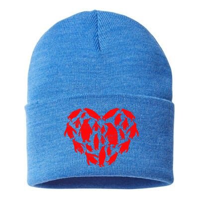 Animals Lover Funny Penguin Heart Valentine's Day Great Gift Sustainable Knit Beanie