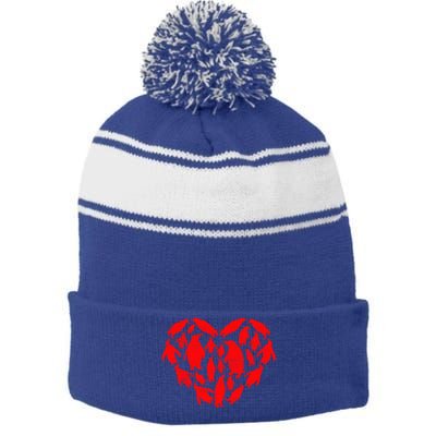 Animals Lover Funny Penguin Heart Valentine's Day Great Gift Stripe Pom Pom Beanie