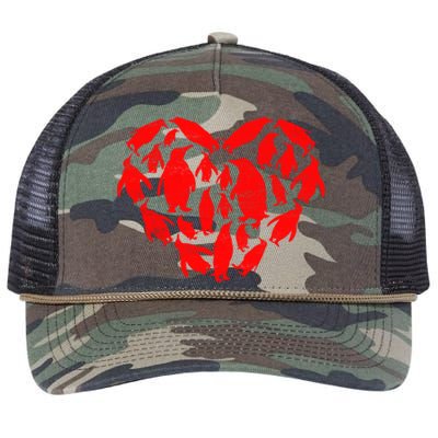 Animals Lover Funny Penguin Heart Valentine's Day Great Gift Retro Rope Trucker Hat Cap