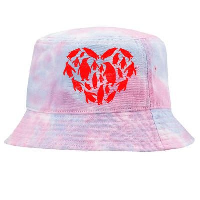 Animals Lover Funny Penguin Heart Valentine's Day Great Gift Tie-Dyed Bucket Hat