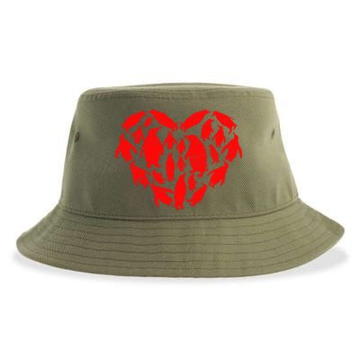 Animals Lover Funny Penguin Heart Valentine's Day Great Gift Sustainable Bucket Hat