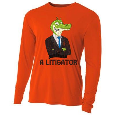 A Litigator Funny Lawyer Attorney Law School Graphic Gift Cooling Performance Long Sleeve Crew