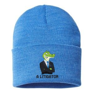 A Litigator Funny Lawyer Attorney Law School Graphic Gift Sustainable Knit Beanie