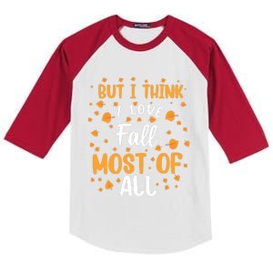 Autumn Love Fall Season Graphic Kids Colorblock Raglan Jersey