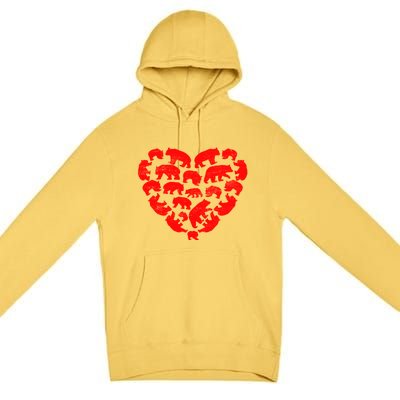 Animals Lover Funny Panda Bear Heart Valentine's Day Gift Premium Pullover Hoodie