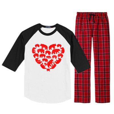 Animals Lover Funny Panda Bear Heart Valentine's Day Gift Raglan Sleeve Pajama Set