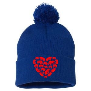 Animals Lover Funny Panda Bear Heart Valentine's Day Gift Pom Pom 12in Knit Beanie