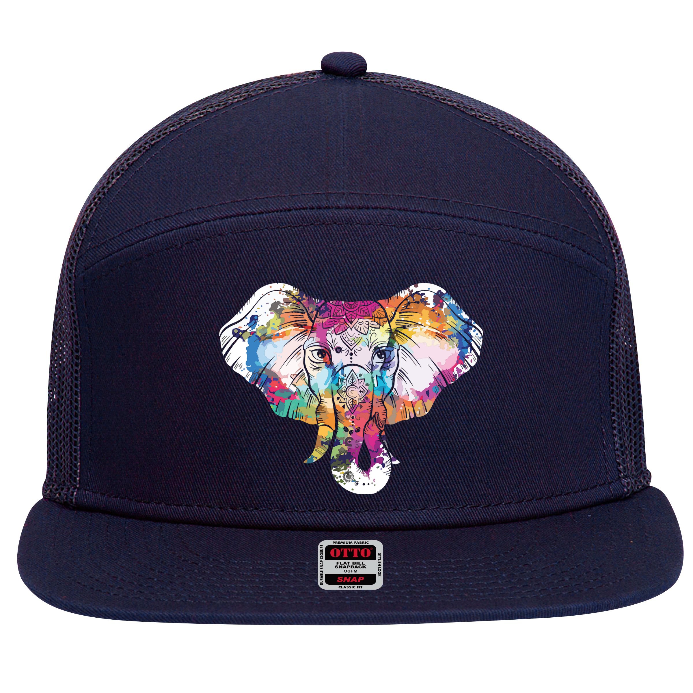 Animal Lover Gift Africa Safari Zoo Keeper Elephant 7 Panel Mesh Trucker Snapback Hat