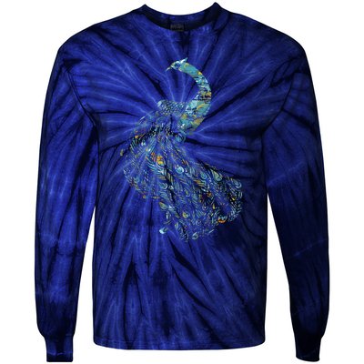 Animal Lover Gift Idea Zoo Keeper Proud Peacock Tie-Dye Long Sleeve Shirt