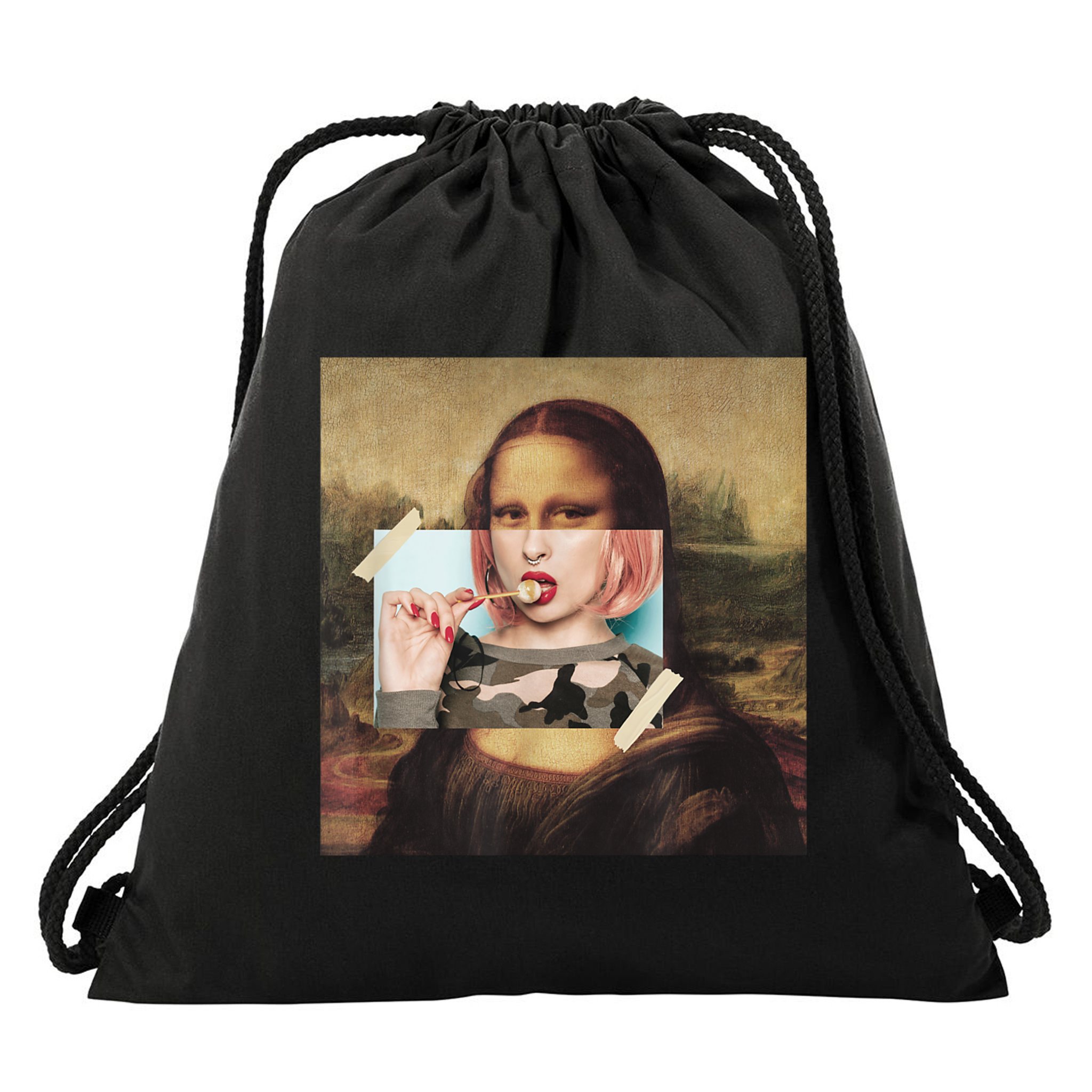 Aesthetic La Gioconda Mona Lisa E-Girl Pop Culture Drawstring Bag