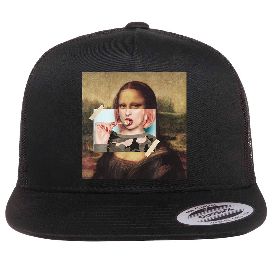 Aesthetic La Gioconda Mona Lisa E-Girl Pop Culture Flat Bill Trucker Hat
