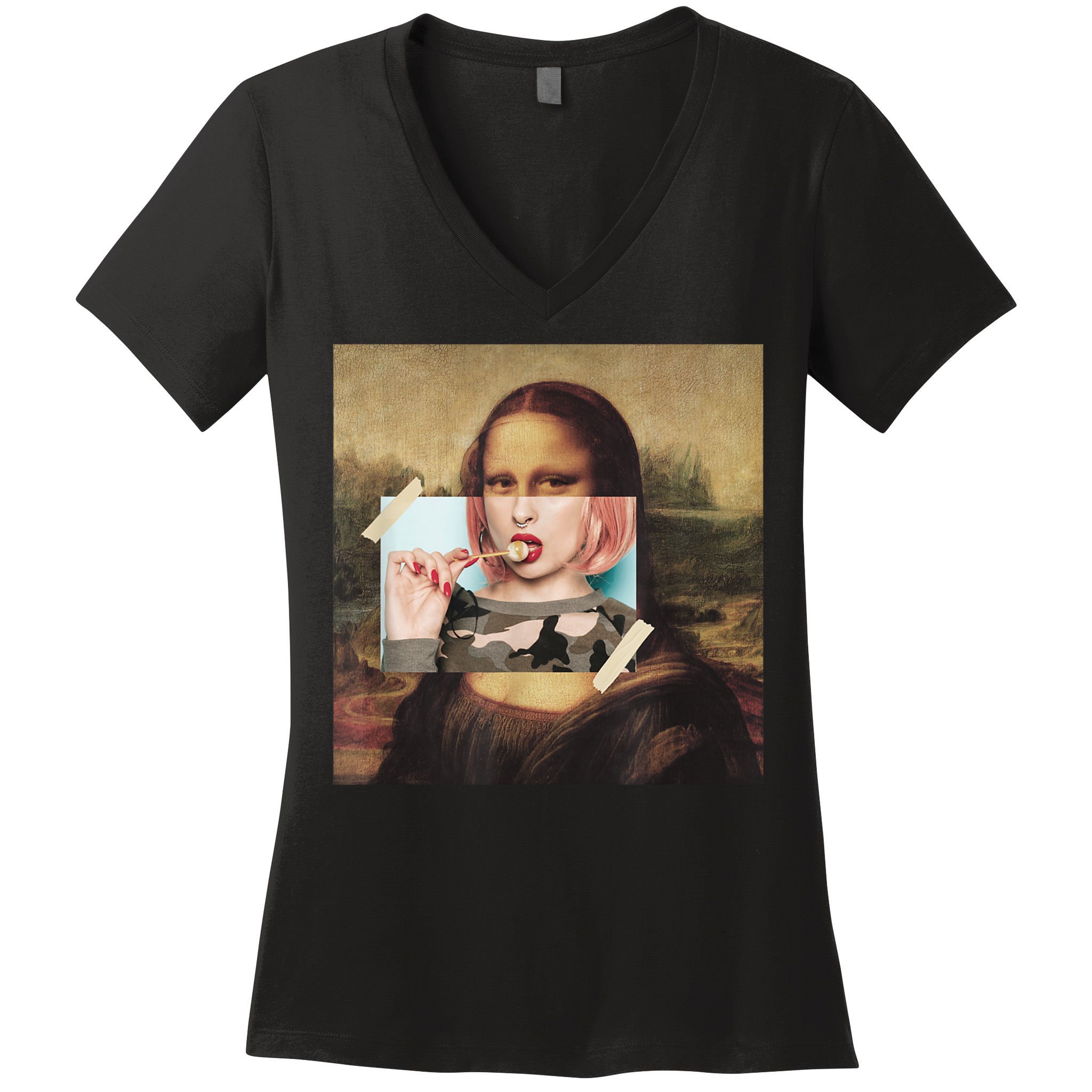 Aesthetic La Gioconda Mona Lisa E-Girl Pop Culture Women's V-Neck T-Shirt
