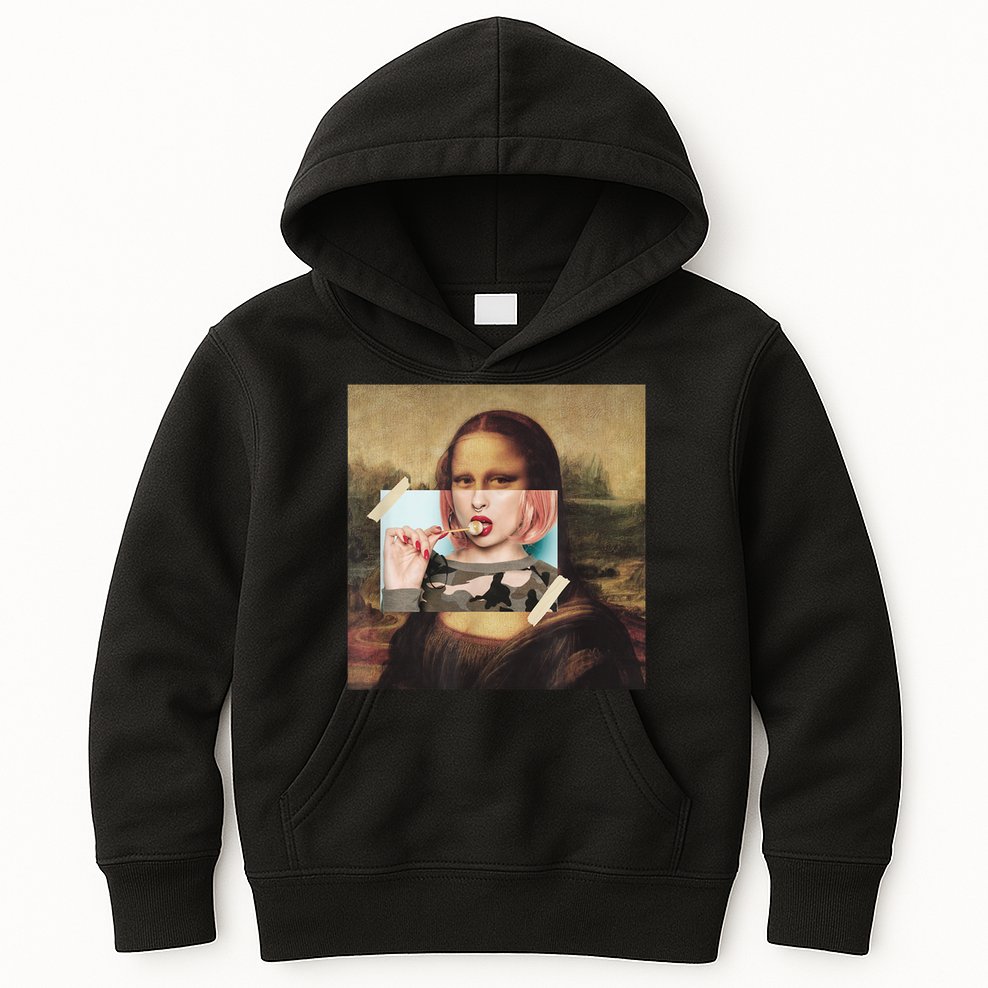 Aesthetic La Gioconda Mona Lisa E-Girl Pop Culture Kids Hoodie